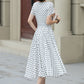 Black and white polka dot summer linen dress 5225