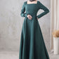 Long sleeve Linen Maxi dress with pocket 3285