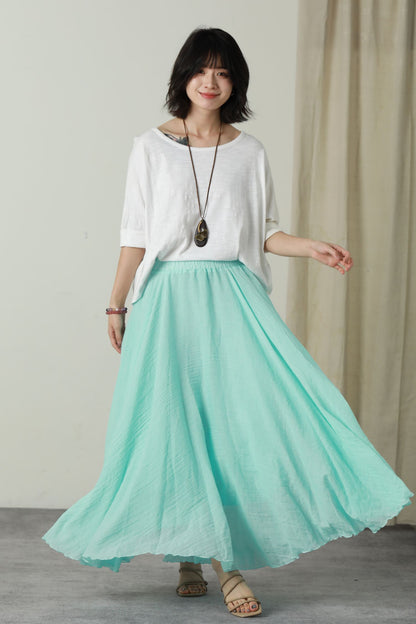 Summer swing long linen skirt women 6178 - S #CK2500601