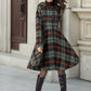 Hooded midi plaid winter wool coat women 4784