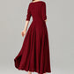 Swing red midi summer linen dress 4908
