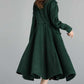 Vintage inspired Long wool green coat  2398