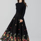 Black Maxi Embroidered Wool Skirt 5270