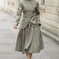 Army green asymmetrical linen jacket 5681