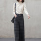 High Waist Women's Plaid Straight Wide Leg Pants 5402