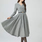 Gray midi wool dress for women 5304