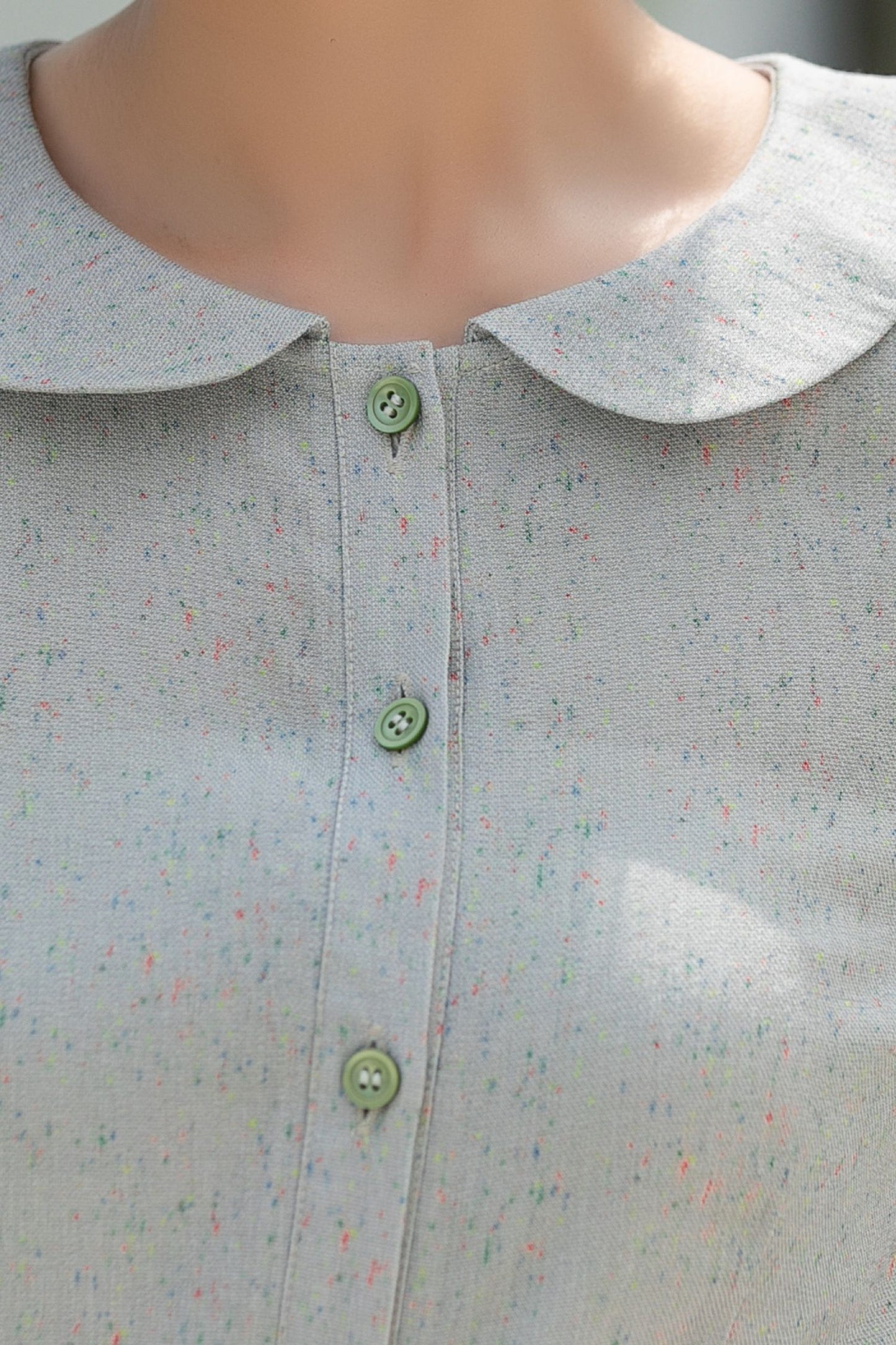 Grey midi Swing linen shirt Dress 5987 - S #CK2500324