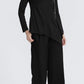 Asymmetrical black long sleeves top 5596