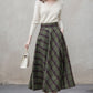 Long Plaid A-Line Wool Skirt 5403