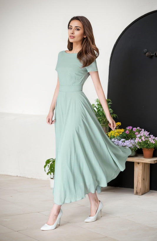 Bohemian Swing Chiffon summer prom dress 5964