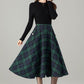 Xiaolizi Plaid Wool-Blend Pleated A-Line Midi Skirt – Plus-Size Winter 6502