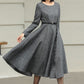 Classic Grey Wool Midi Dress with Button Detail 6423
