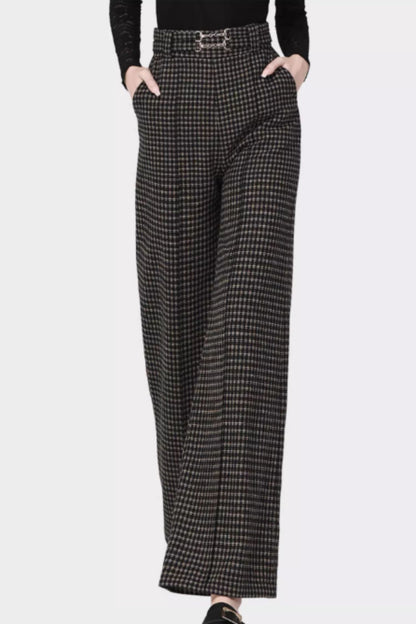 Maxi plaid wide leg wool pants 5418