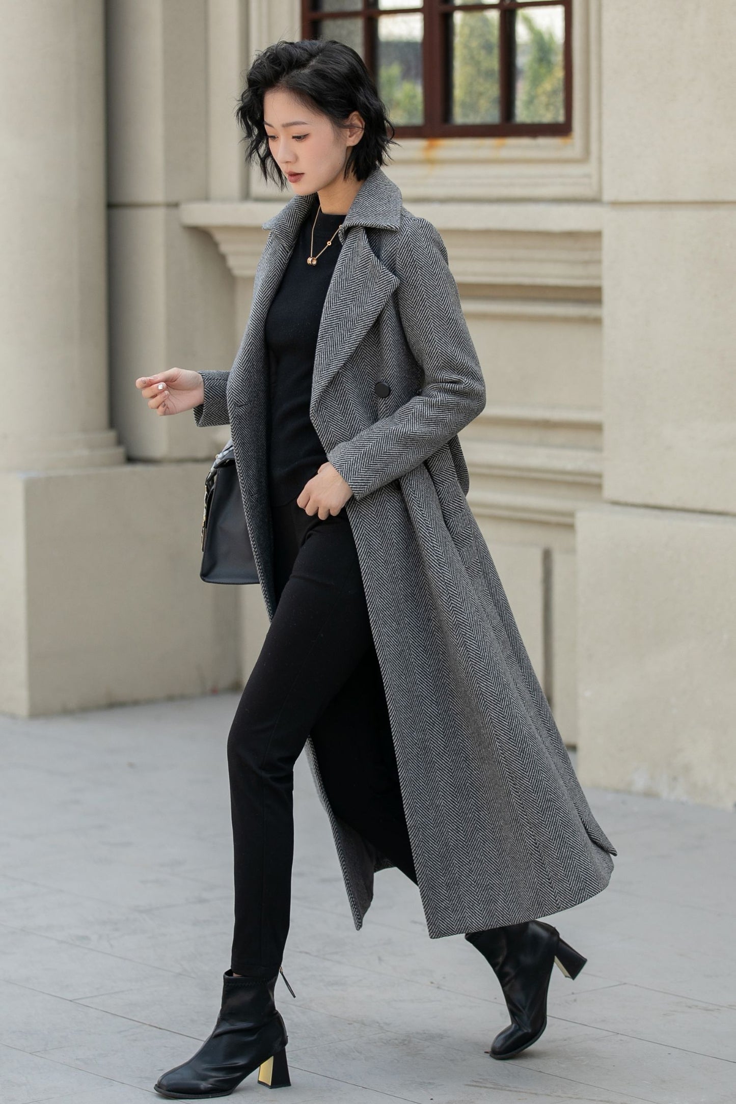 Striple winter long trench wool coat 5455