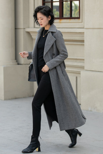 Striple winter long trench wool coat 6288