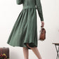 Midi green linen swing spring dresses 2576