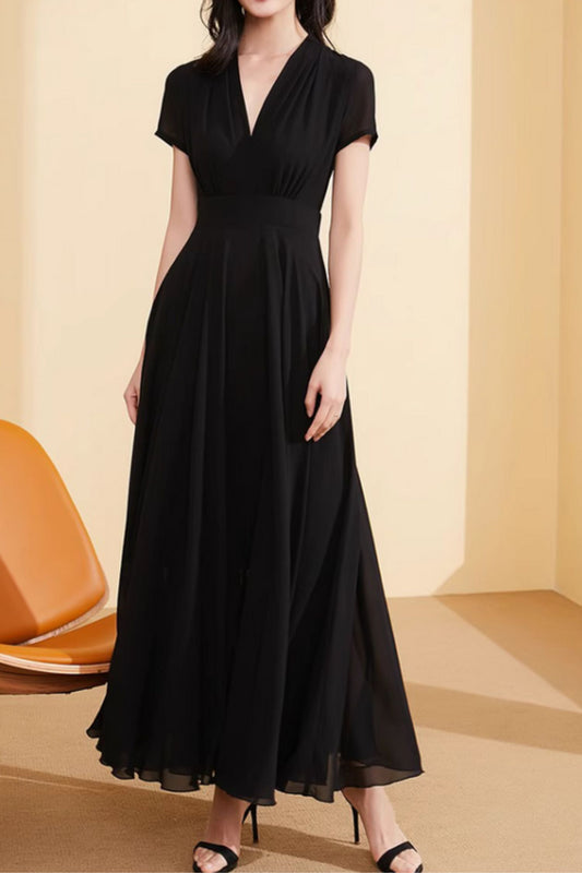 High waist swing prom bridesmaid chiffon dress 5015