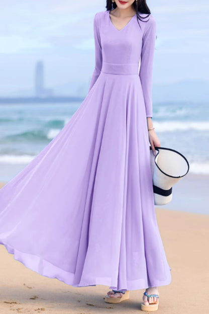 Swing a line summer maxi chiffon dress 5159