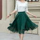 Green chiffon short summer skirt 5239