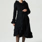 long black ruffled wool coat for women 1970#