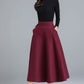Burgundy Midi Winter Wool Skirt 2490