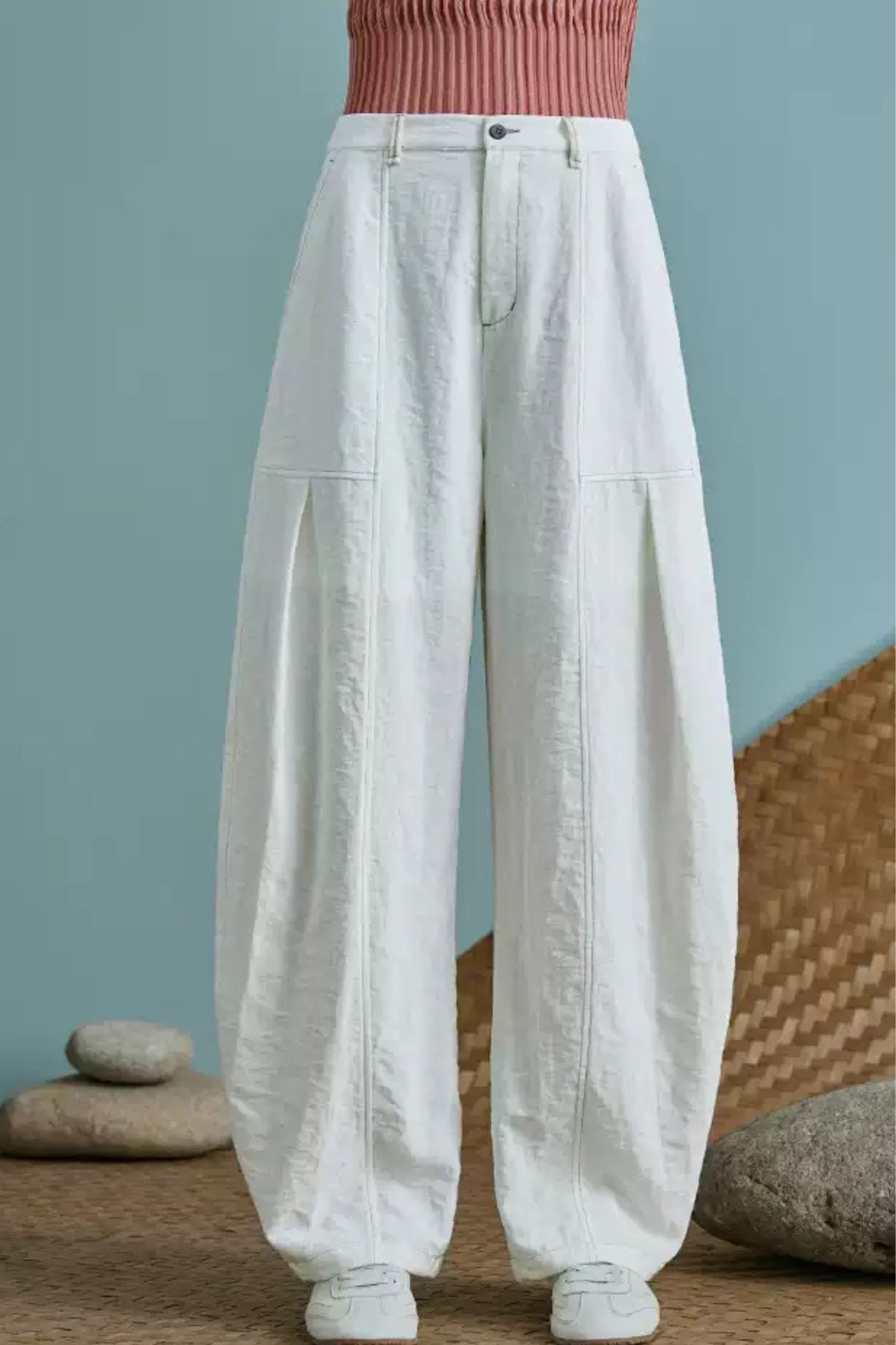 Wide leg loose fitting linen pants 6232