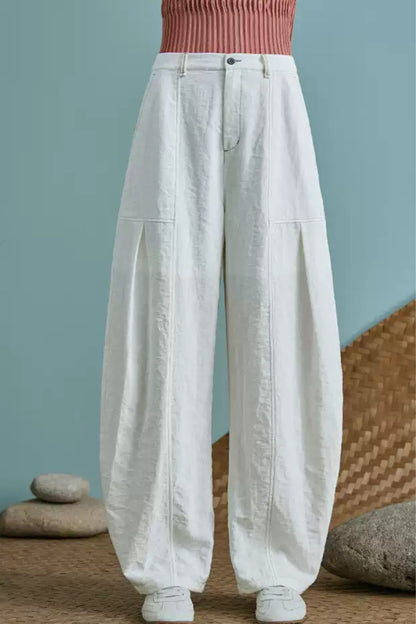 Wide leg loose fitting linen pants 6232