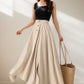A line beige maxi linen skirt women 5069
