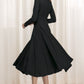 Classic Black Linen Midi Dress 5601