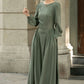 Army Green Swing  Maxi Linen Dress 5678