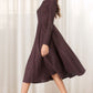 Brown Linen A-Line Spring Dress 5615