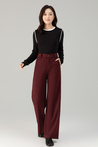Loose fitting casual winter wool pants 6465