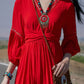 Red prom summer vacation beach dress TT0017