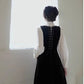 Black sleevelss prom velvet dress 5508