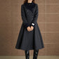 Block color winter wool coat women 5366