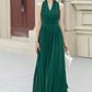 Green maxi halter chiffon party dress 5175