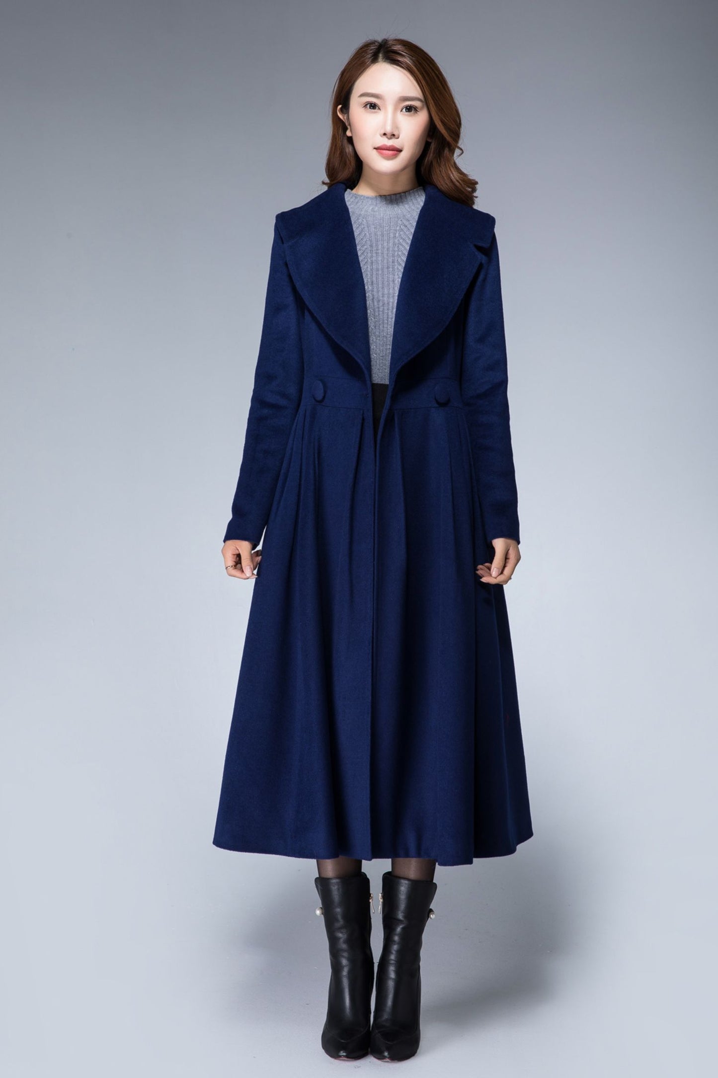 Wool Princess coat Vintage inspired Swing coat 1866#