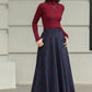 Handmade Charcoal Grey Plaid Wool Maxi Skirt – High Waist Winter Elegance | Xiaolizi 6426