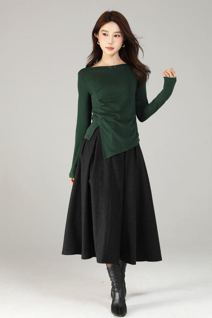 Asymmetrical autumn knit top women 6504