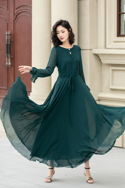 Prom boho long swing chiffon dresses 5141