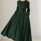 Long sleeves maxi wool dress women 5231