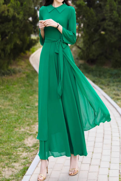 Swing green summer chiffon beach dress 5099