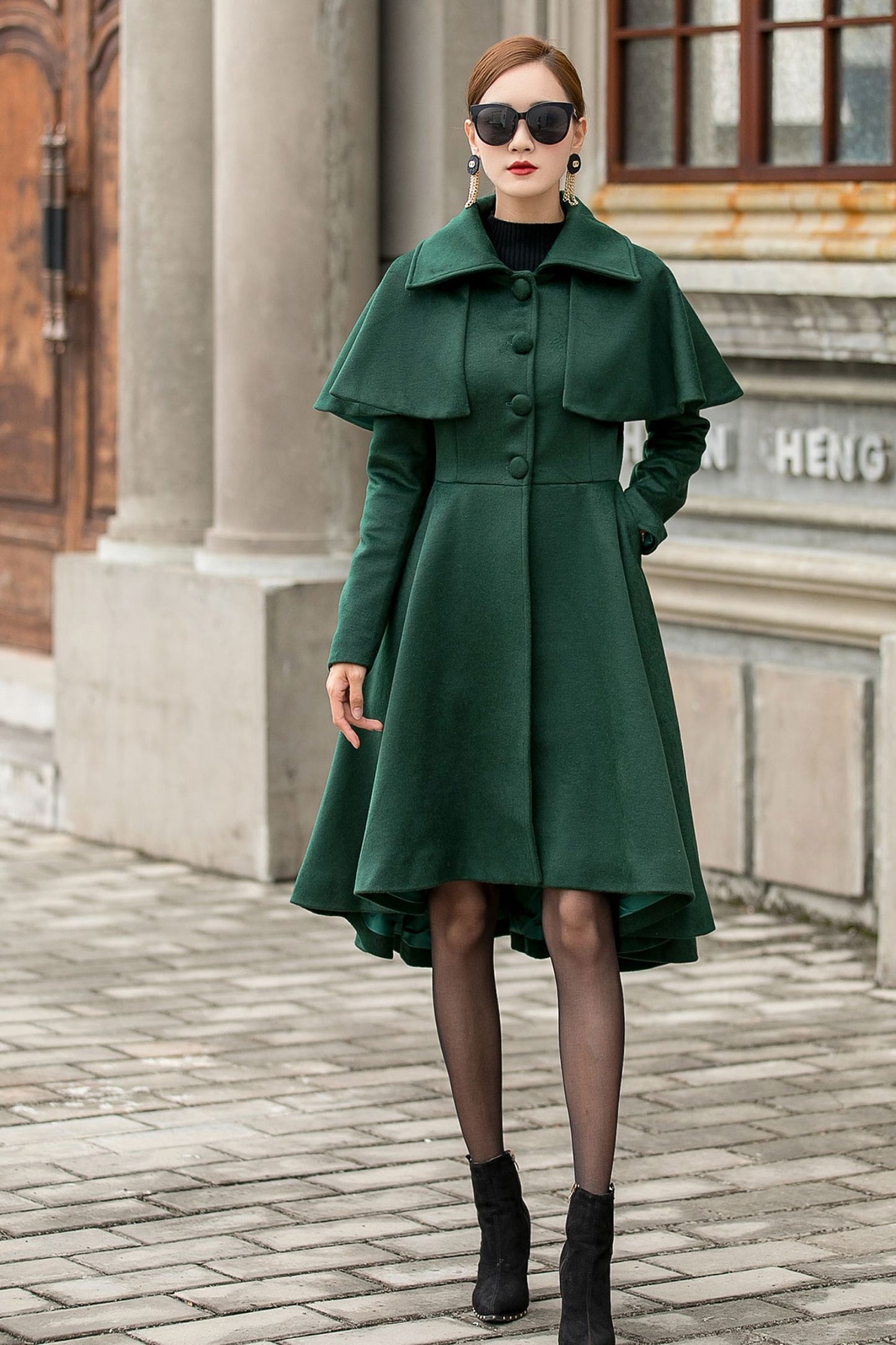 Vintage Inspired Green Winter Wool Coat 3143