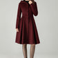 Hooded Burgundy Wool Coat – Vintage Fit & Flare Short Winter Coat | Xiaolizi 6572