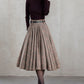 Women's Retro Plaid Wool Skirt Midi 5405