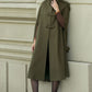 Military green wool winter cape coat 5351