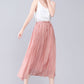 Handmade Linen Maxi A Line Swing Summer Solid Skirt 3565