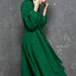 Maxi swing wool coat in Green 1347#