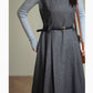 Sleeveless long gray wool dress women 5599