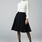 knee length black wool skirt 6291